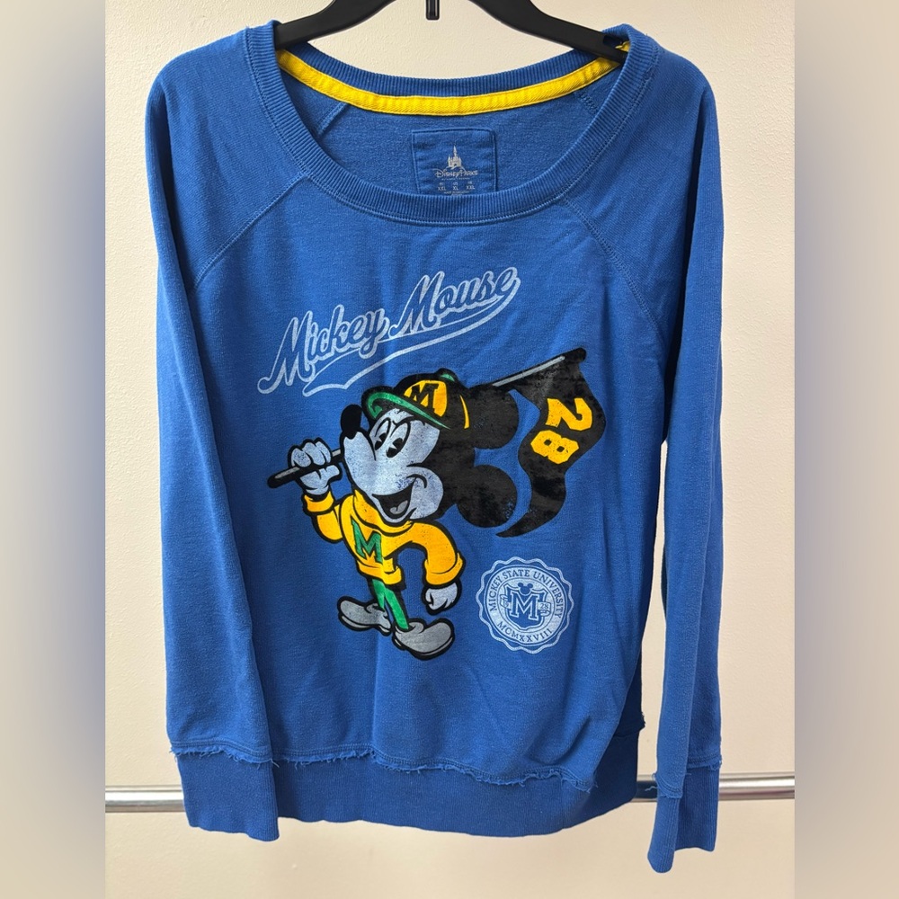 Disney Parks Mickey Mouse Blue Vintage‎ Inspired Sweatshirt Size XL